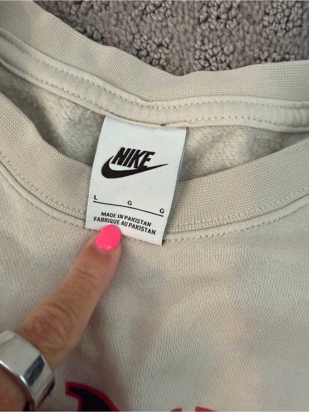 Nike Cream Crewneck Sweatshirt with Maroon Logo